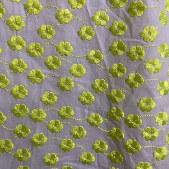 J. Crew Women's Floral Embroidered  100% Cotton‎ Top White Neon Yellow Size 00 - Picture 2 of 10
